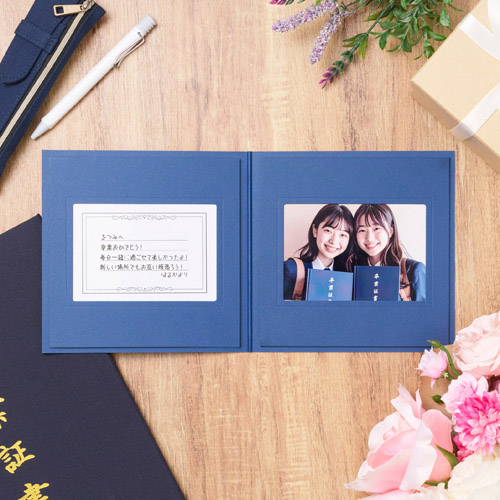 (ハクバ) HAKUBA フォトメッセージカード No.1110 Lサイズ 2面 スクウェア【ネイビー】