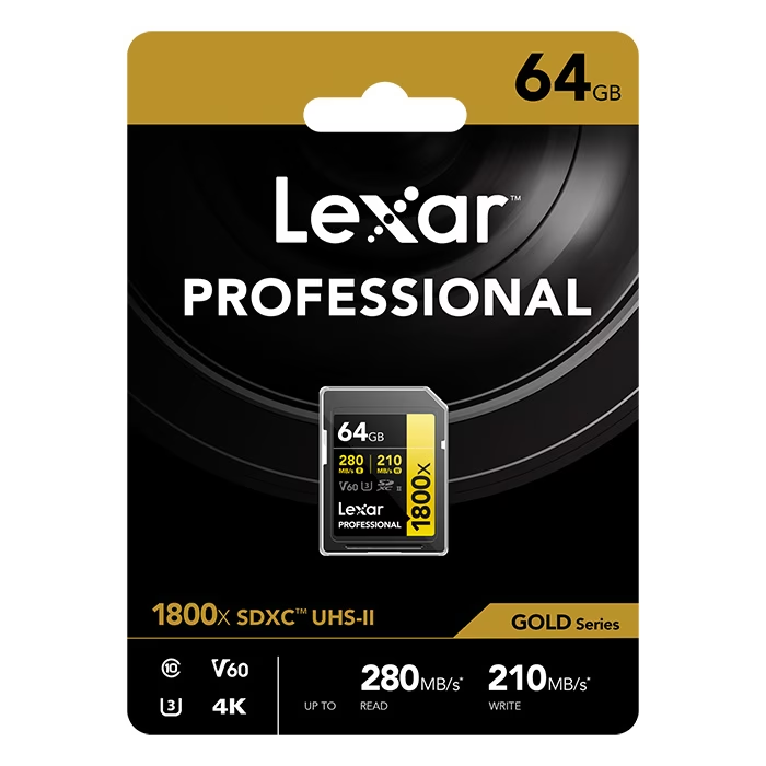 (レキサー)LEXAR Professional 1800x SDXCカード UHS-II U3 V60 GOLD〈2023.6.29新発売〉