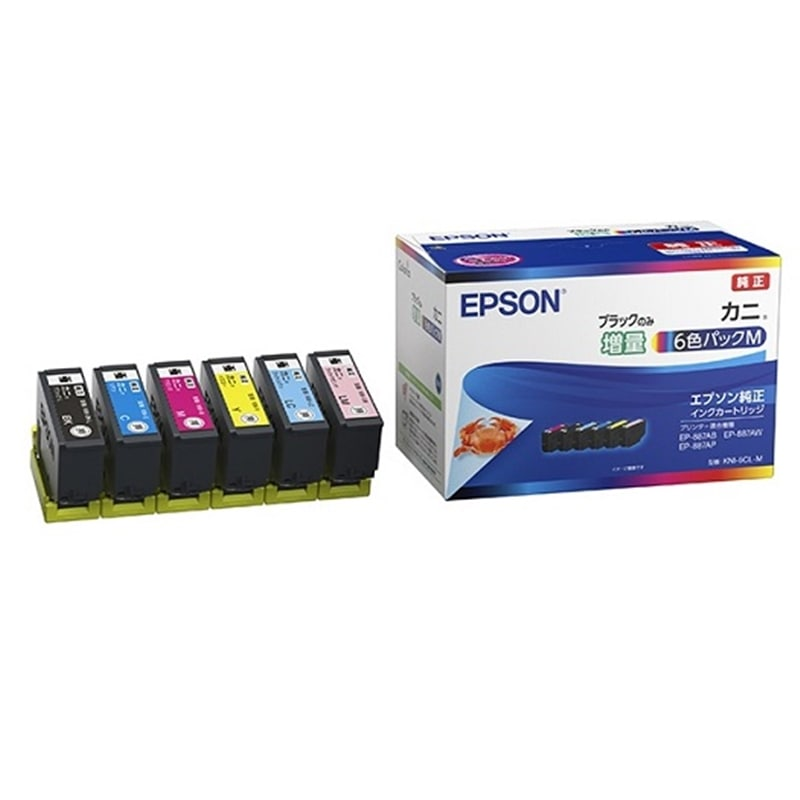 (エプソン)　EPSON　KNI-6CL-M　6色パック  【カニ】(ブラック増量、シアン、マゼンタ、イエロー、ライトシアン、ライトマゼンタ）　