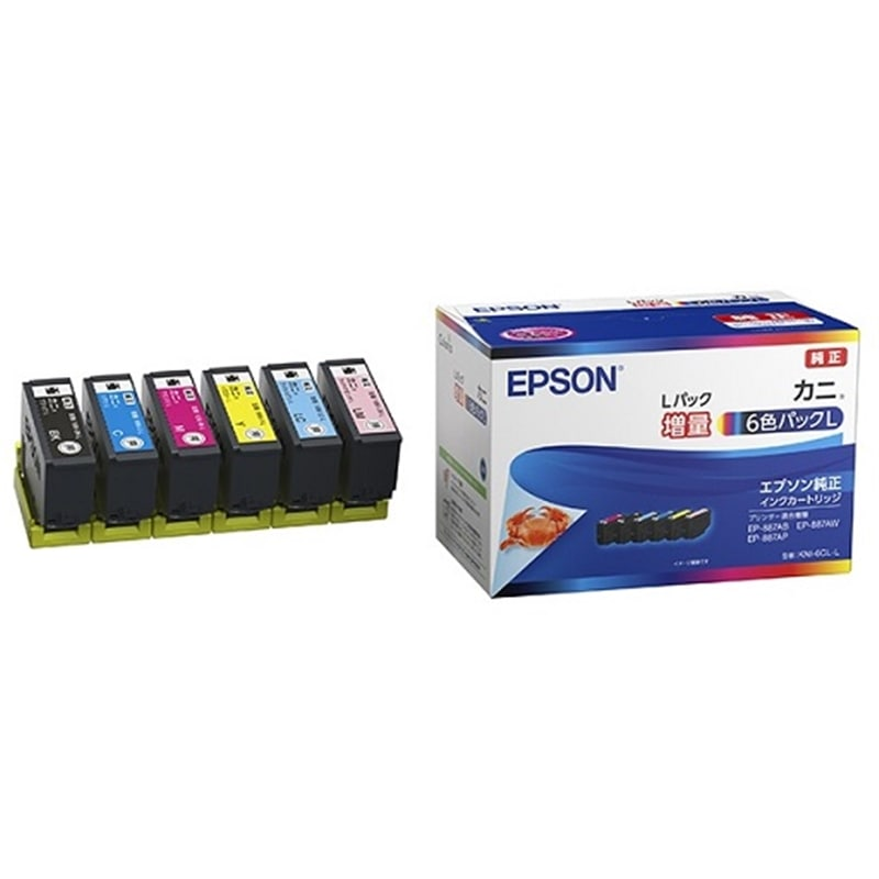 (エプソン)　EPSON　KNI-6CL-L　 お得な増量6色パック【カニ】(ブラック、シアン、マゼンタ、イエロー、ライトシアン、ライトマゼンタ）　