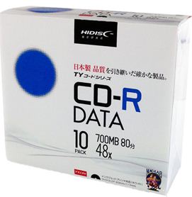 SALE!!（ハイディスク）HIDISCTYCR80YP10SC　データ用CD-R　10枚入り　　
